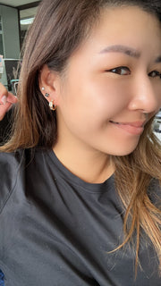 Emerald Bezel Lab Grown Diamonds Hoop Earrings