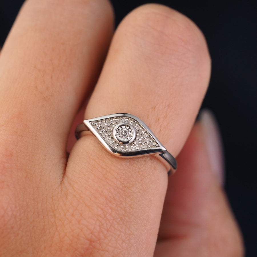 Silver Devil Eye Diamond Ring
