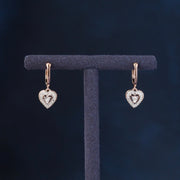 Silver Heart Hoop Dangling Diamond Earrings
