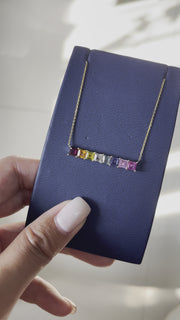 14 Karat Yellow Gold Rainbow Sapphires Necklace