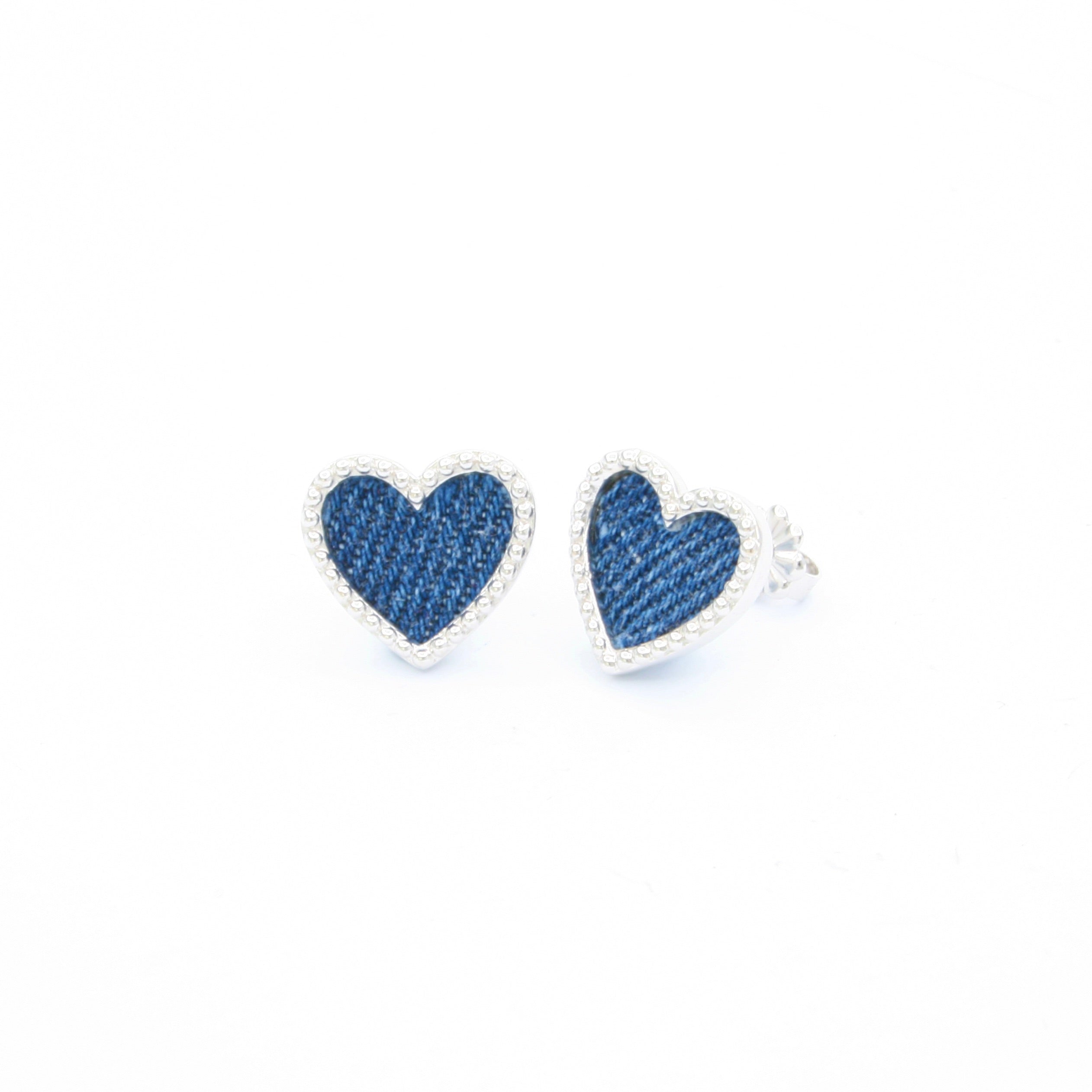 Denim Heart Earrings