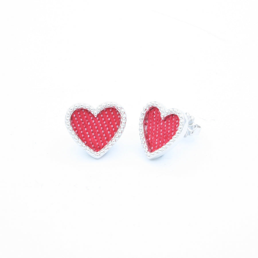 Denim Heart Earrings