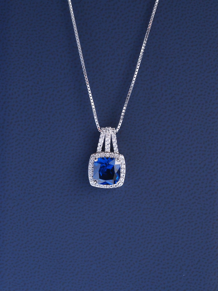 Silver Created Blue Sapphire Necklace