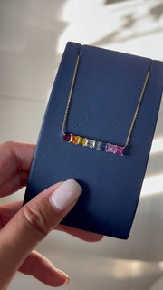 14 Karat Yellow Gold Rainbow Sapphires Necklace