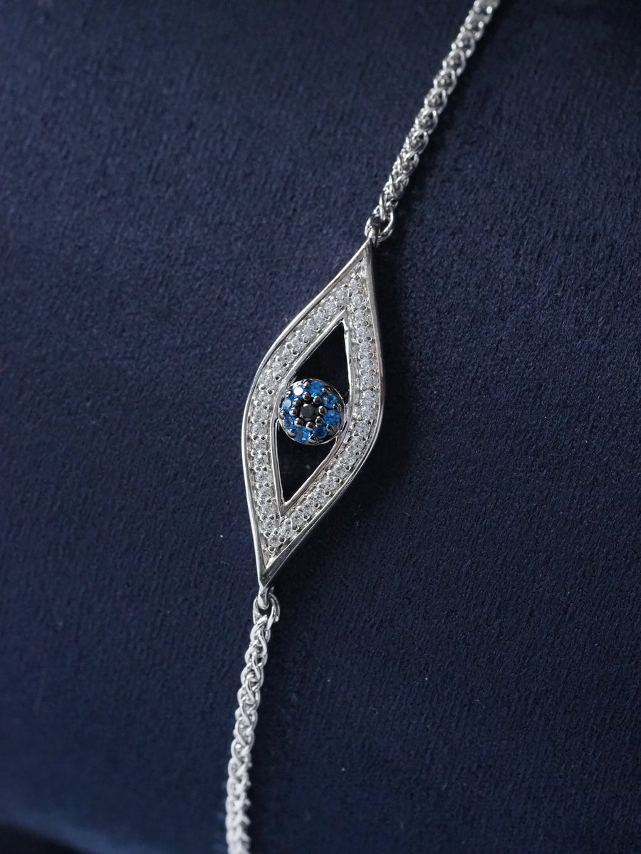 Silver Evil Eye Bolo Bracelet
