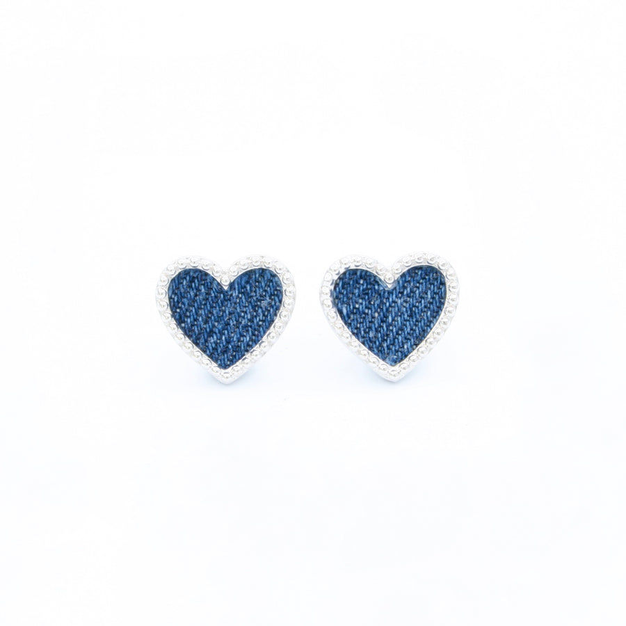 Denim Heart Earrings