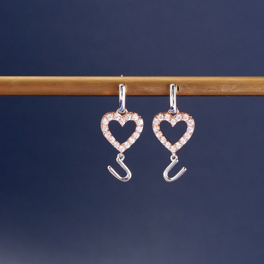 Silver Drop "I love you" Earrings