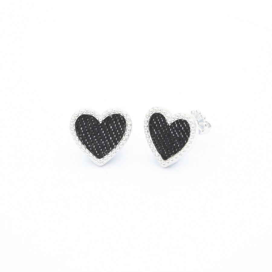 Denim Heart Earrings