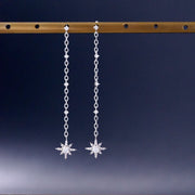 Silver Drop Scattered Star Earrings