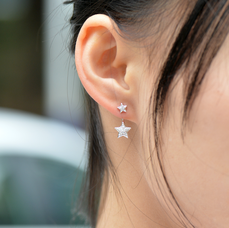 Silver Stars 2-way Earrings