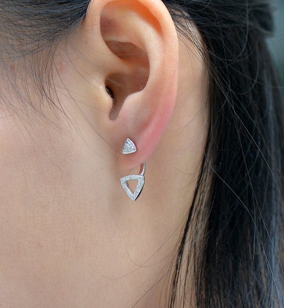 Silver Triangle 2-way Earrings