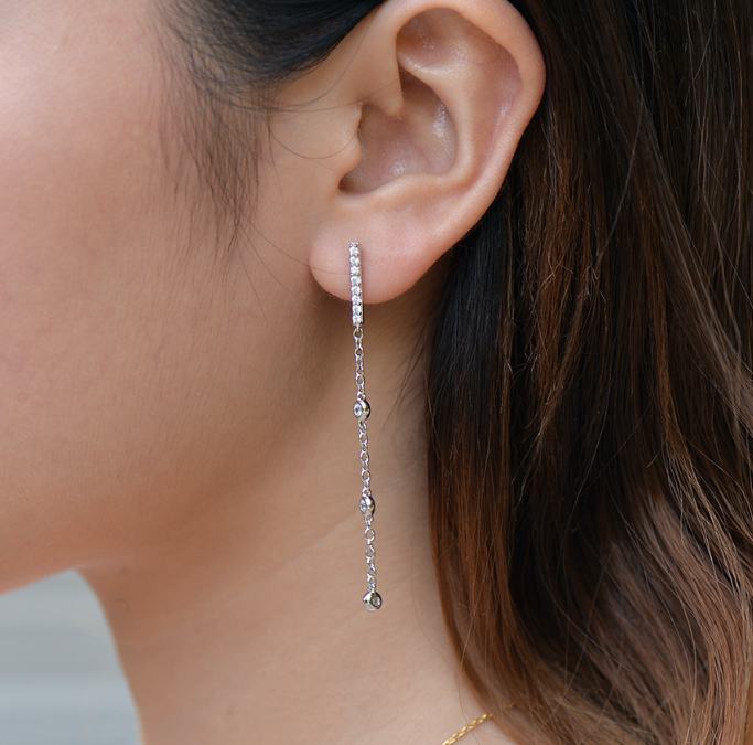 Silver Drop Scattered Earrings