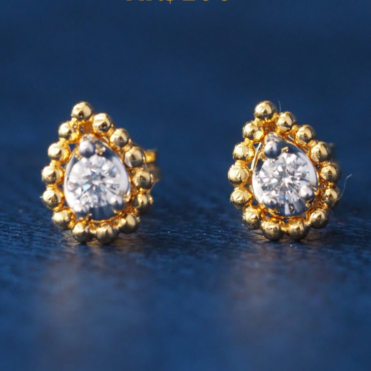Petite Silver Stud Earrings Pear Shape