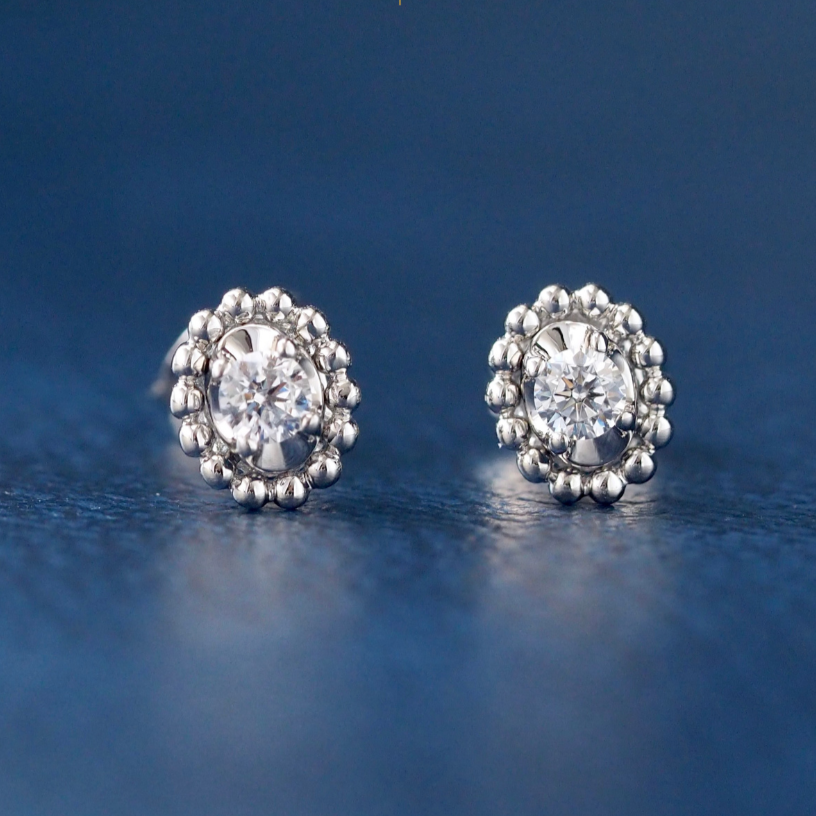 Petite Silver Stud Earrings Oval Shape