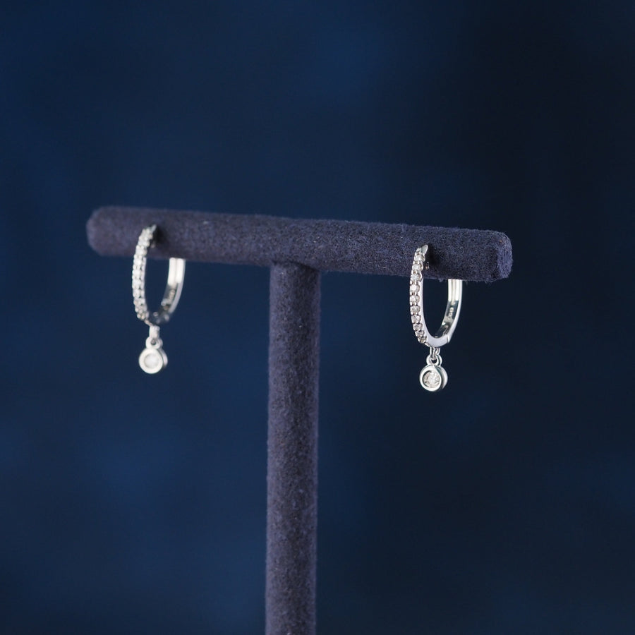 Silver Diamond Hoop Earrings