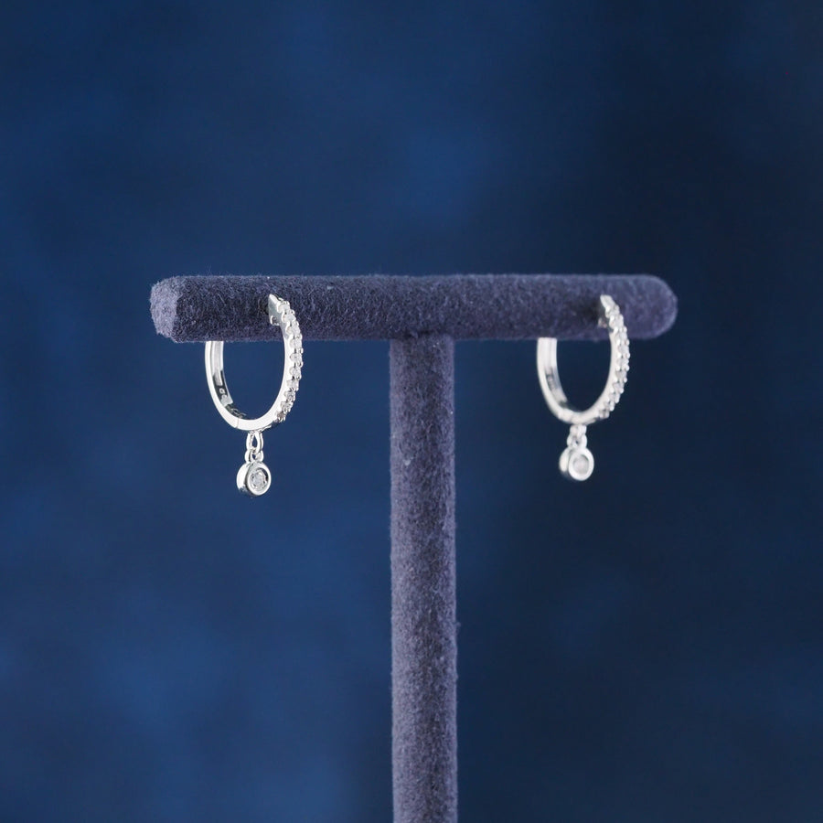 Silver Diamond Hoop Earrings