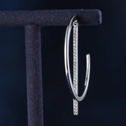 Silver Diamond Hoop and Dangling Bars Earrings