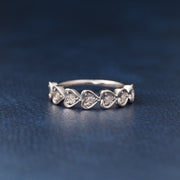 Silver Diamond Heart Band Ring