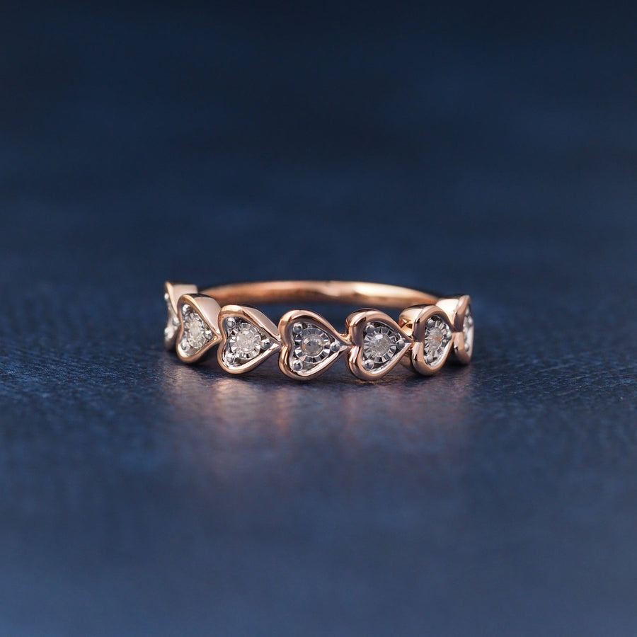 Silver Diamond Heart Band Ring