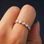 Silver Diamond Heart Band Ring