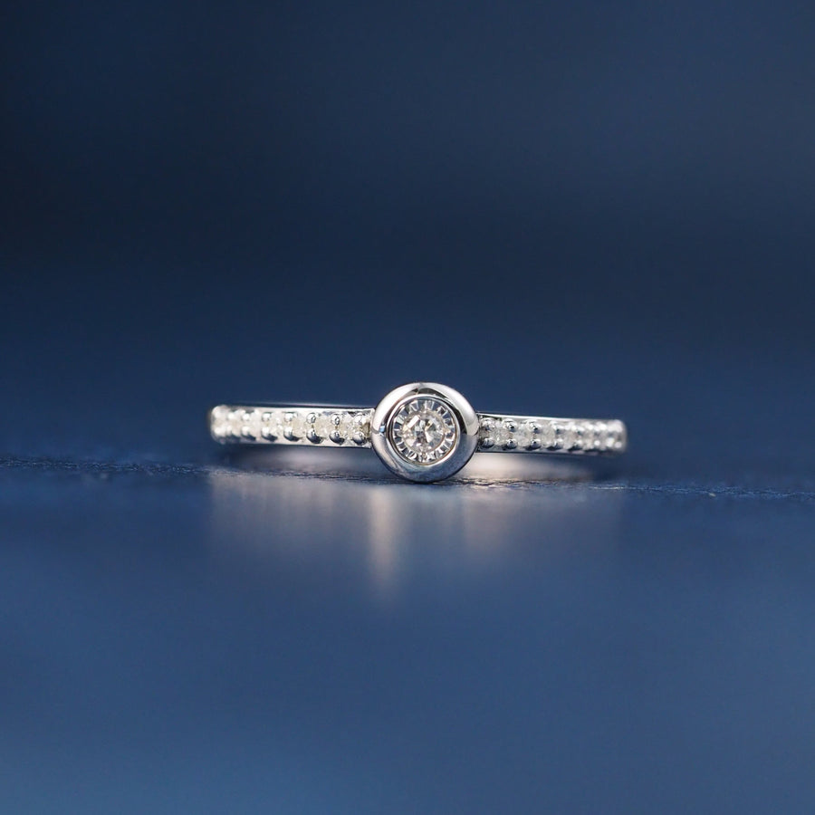 Silver Diamond Band Ring