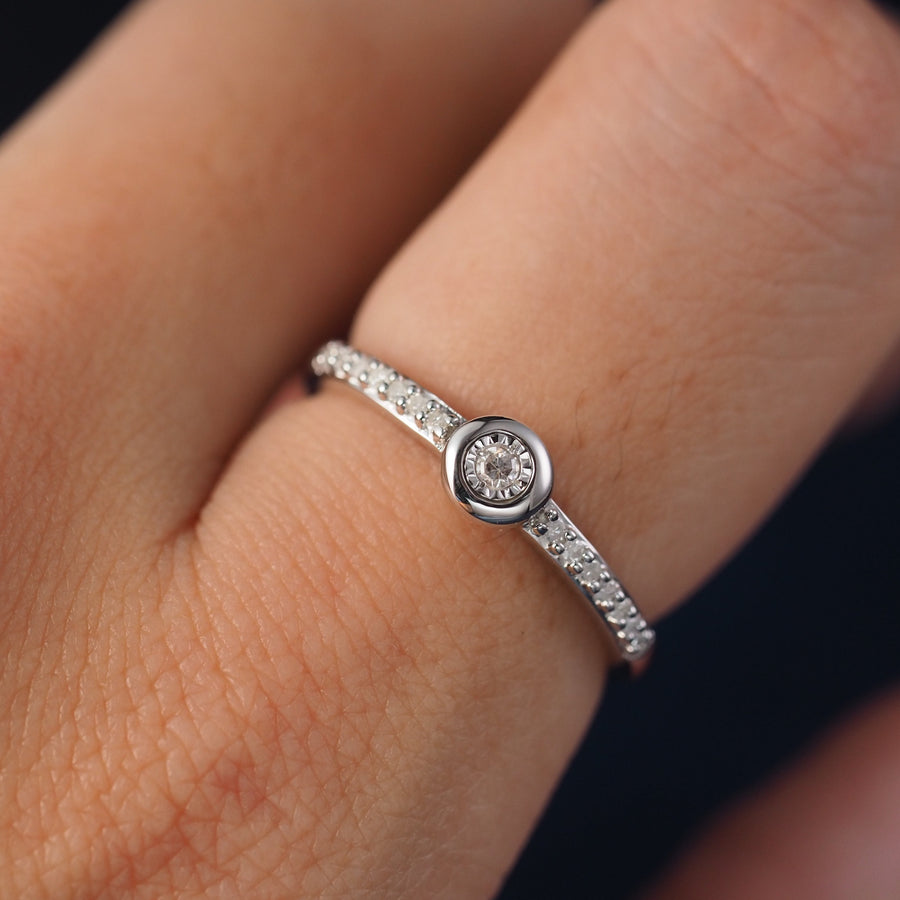 Silver Diamond Band Ring