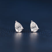 Pear Shape Solitaire Lab Grown Diamonds Stud Earrings