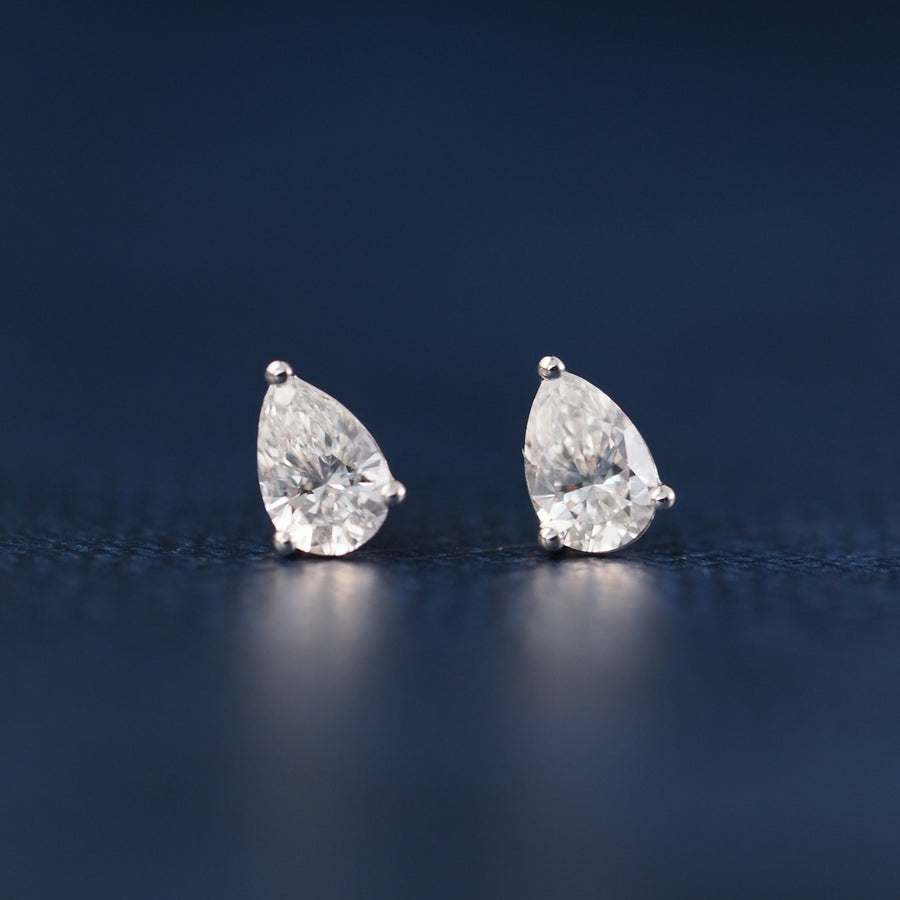 Pear Shape Solitaire Lab Grown Diamonds Stud Earrings