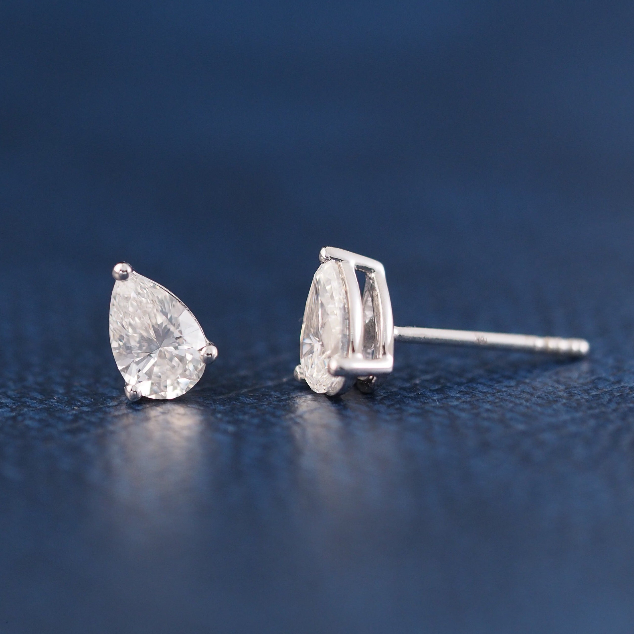 Pear Shape Solitaire Lab Grown Diamonds Stud Earrings