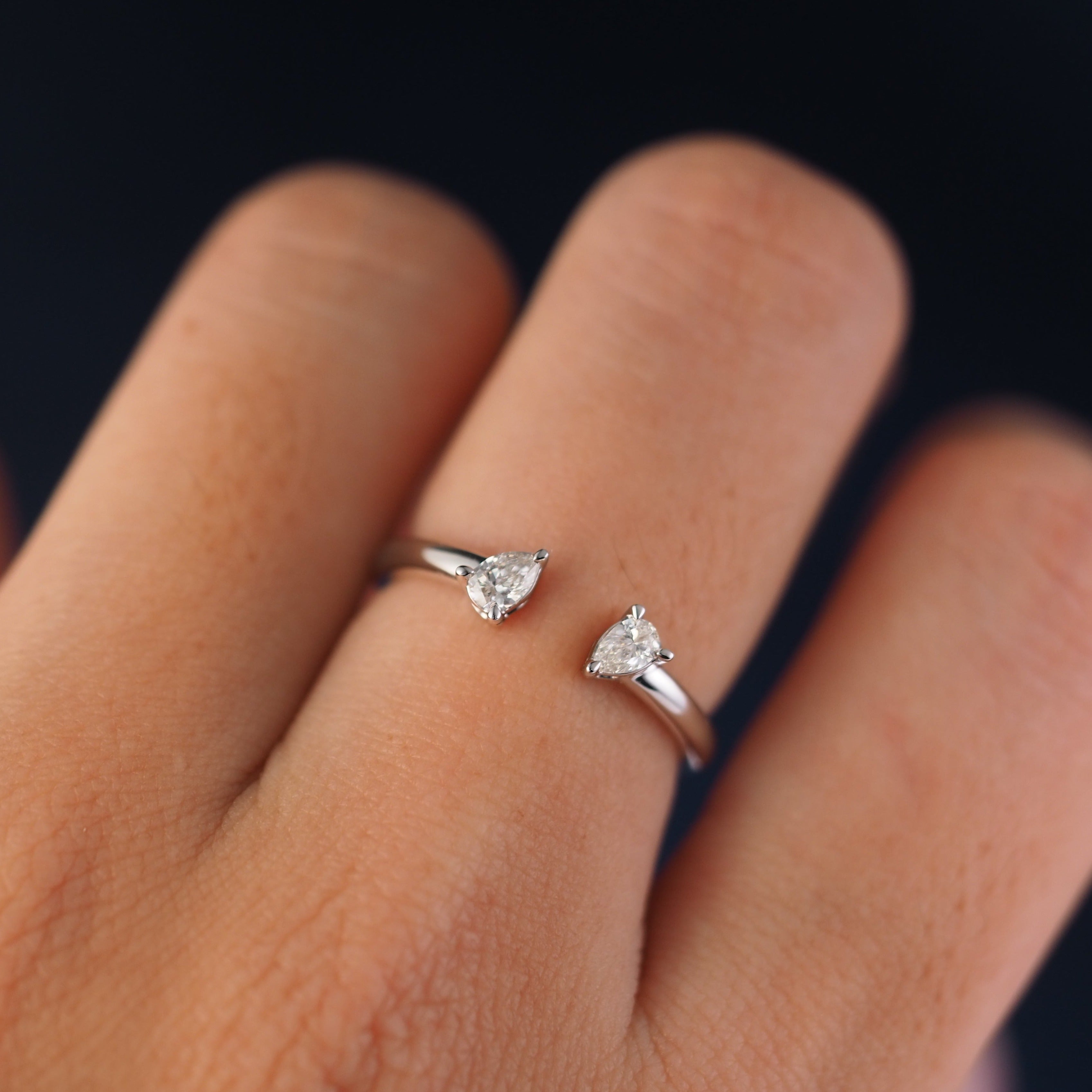 Pear Shape Lab Grown Diamond Open Ring