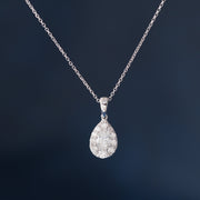 Pear Shape with Halo Lab Grown Diamond Necklace