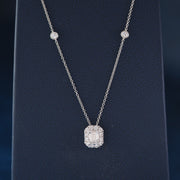 Emerald Cut with Halo Lab Grown Diamond Necklace