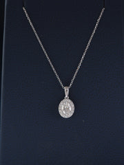 Solitaire Oval Shape with Halo Lab Grown Diamond Necklace