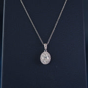 Solitaire Oval Shape with Halo Lab Grown Diamond Necklace