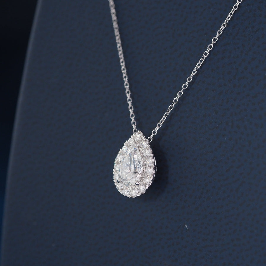 Oval Shape with Halo Lab Grown Diamond Necklace