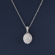 Round Flower Halo Lab Grown Diamond Necklace