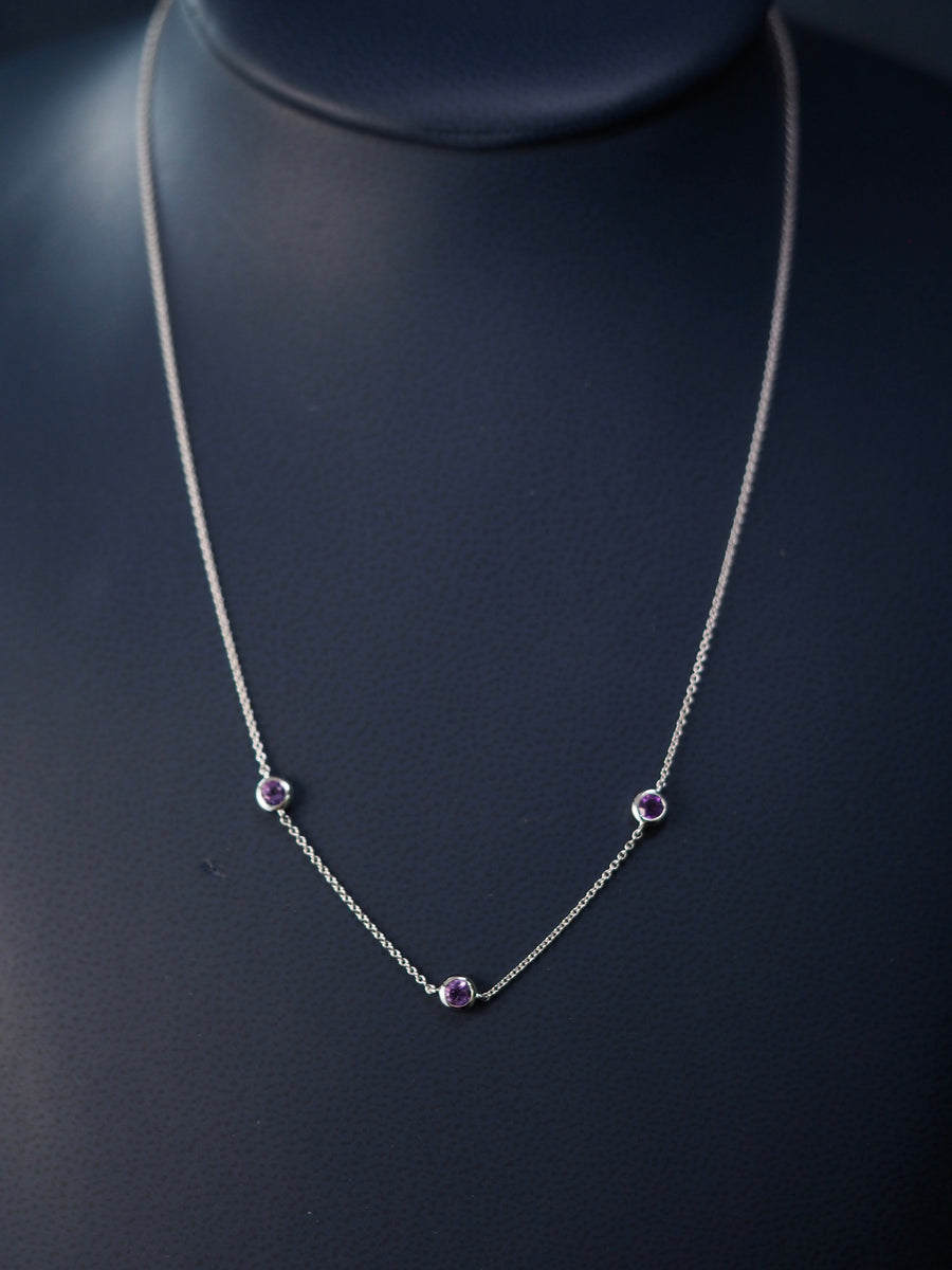 Silver Amethyst 3-Stone Necklace