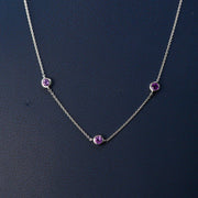 Silver Amethyst 3-Stone Necklace