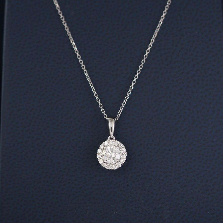 Round Halo Lab Grown Diamond Necklace