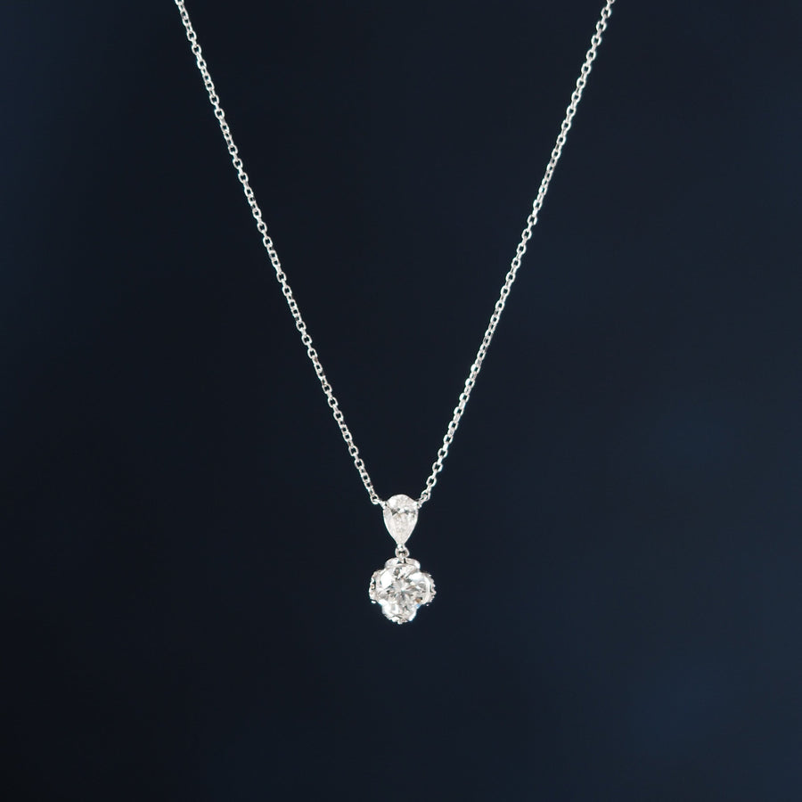 Pear & Round Lab Grown Diamond Drop Necklace