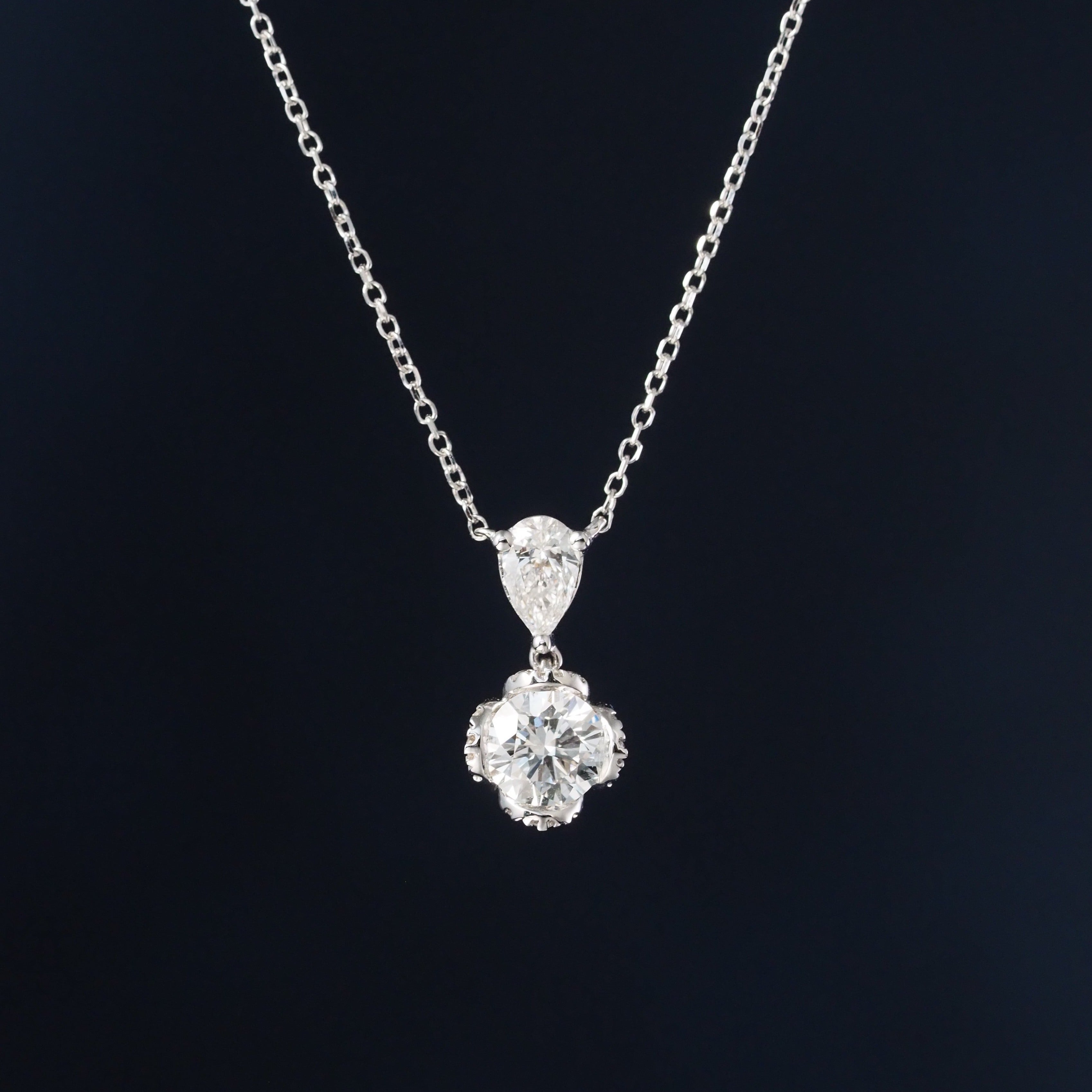 Pear & Round Lab Grown Diamond Drop Necklace