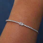 Solitaire Emerald Cut Lab Grown Diamond Tennis Bracelet