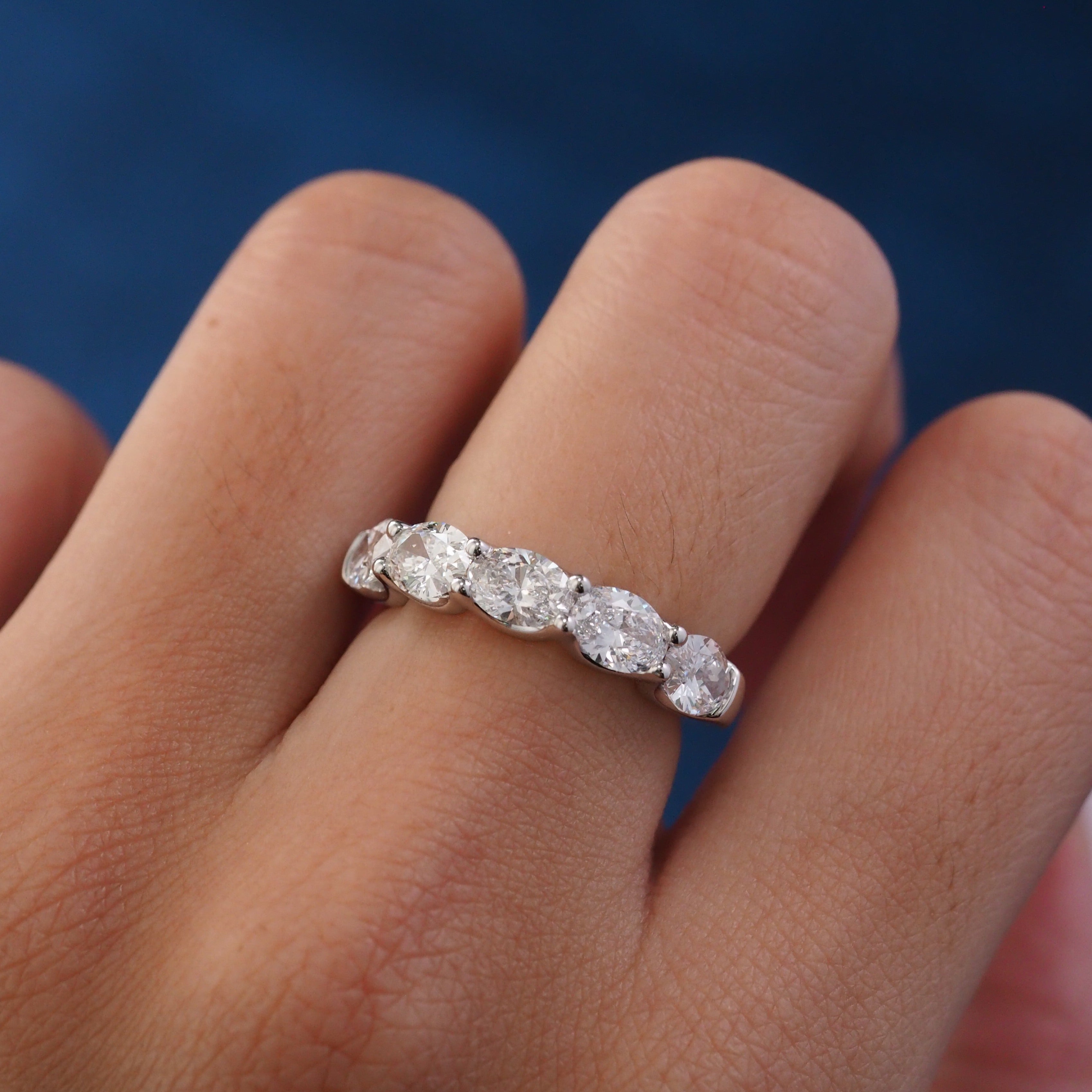 Oval Horizontal Lab Grown Diamond 5-Stone Band Ring