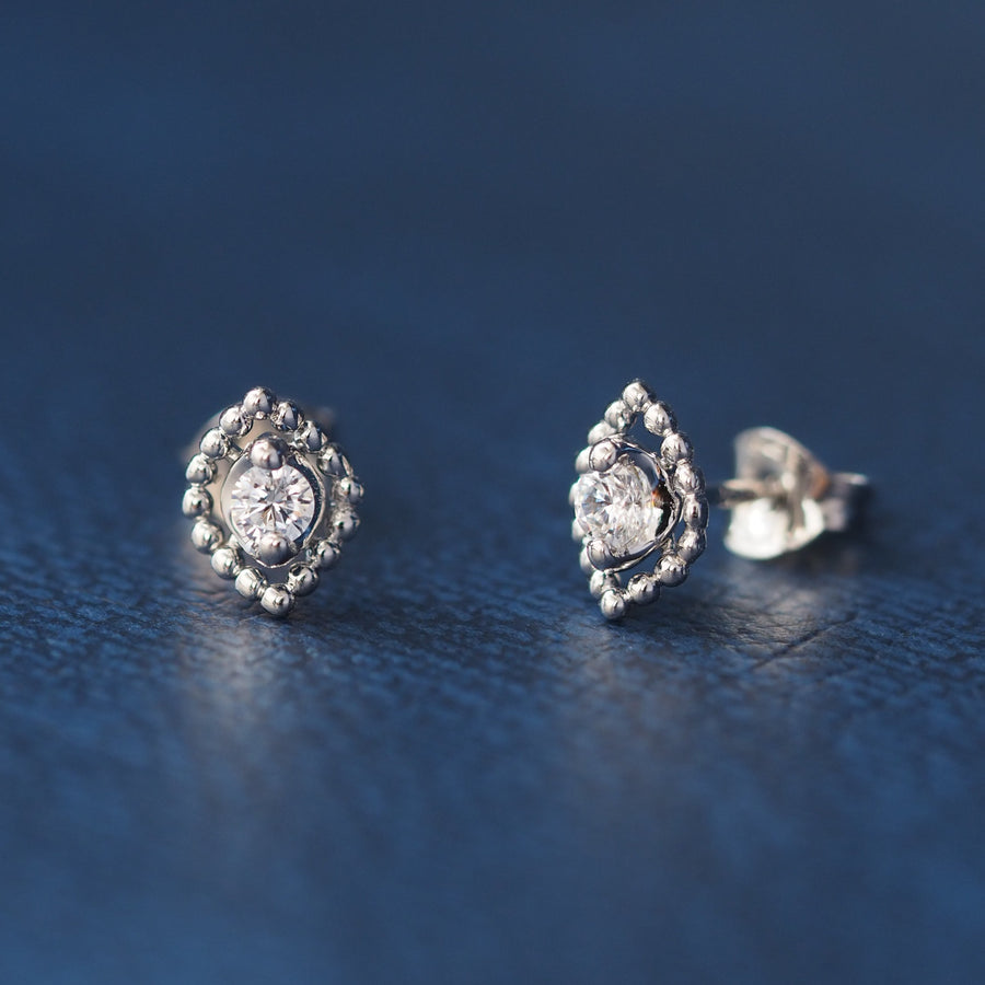 Petite Silver Stud Earrings Marquise Shape