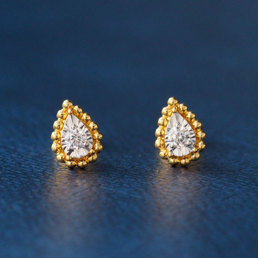 Petite Silver Stud Earrings Pear Shape