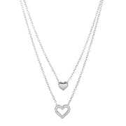 Silver Double Layered Heart Necklace