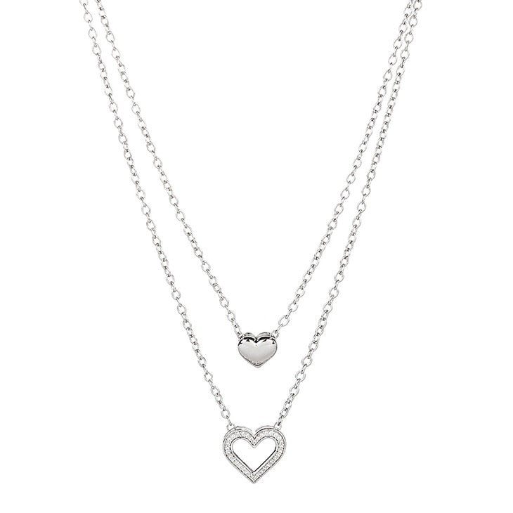 Silver Double Layered Heart Necklace