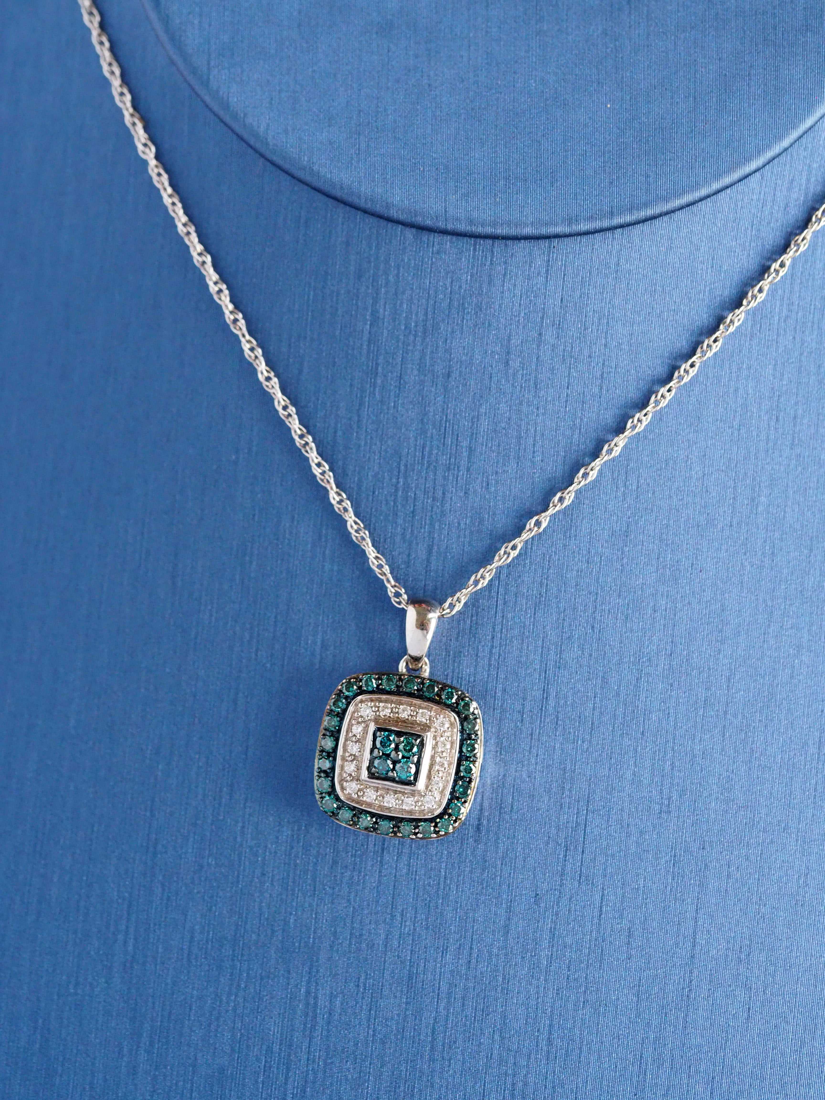 Silver Blue Diamond & Cubic Zirconia Pendant