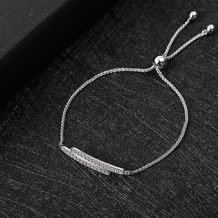 Silver Double Bar Bolo Bracelet