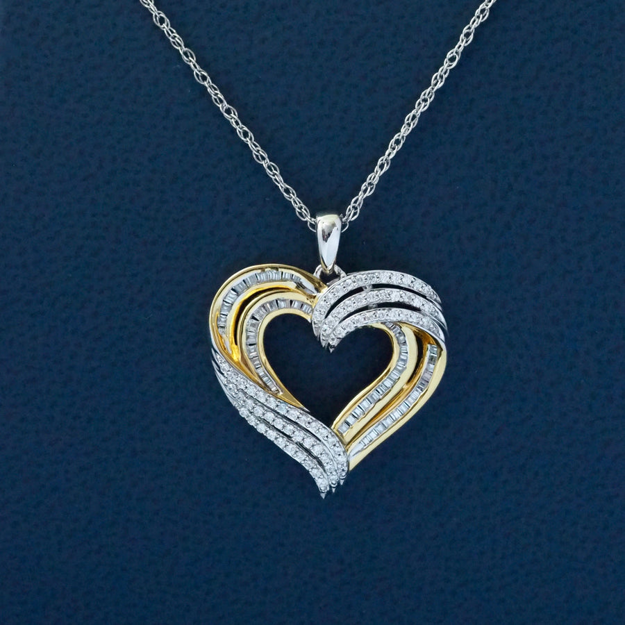 Silver Two-Tone Heart Pendant